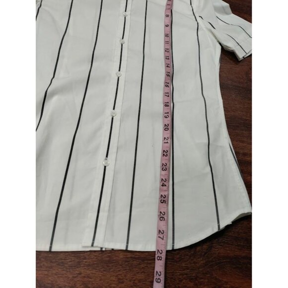 H&M Striped Muscle Fit Short Sleeve Button Up Shirt White/Black Men's Size Small - Picture 8 of 9